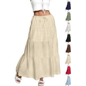Maxi Skirts for Women Flowy Trendy High Waisted Tiered Long Skirts Ladies Casual Spring Summer Outfits 2026 in Kuwait