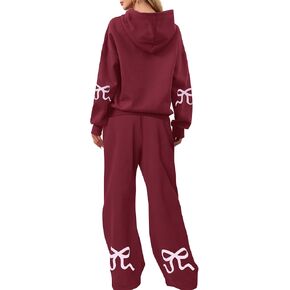 OLAPTA Women 2 Piece Outfits Bow Print Long Sleeve Hoodies Sets Graphic Sweatshirts Baggy Wide Leg Sweatpants Fall Sweatsuits in Kuwait
