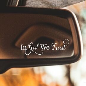 ملصق مرآة السيارة 3 قطع in God We Trust - ملصق فينيل فني مع اقتباس ديني ملهم - تصميم إيمان مسيحي قابل للإزالة للرؤية الخلفية، النافذة، الكمبيوتر المحمول، سيارات الدفع الرباعي، طول 4.7 بوصة (wll012-white) in Kuwait