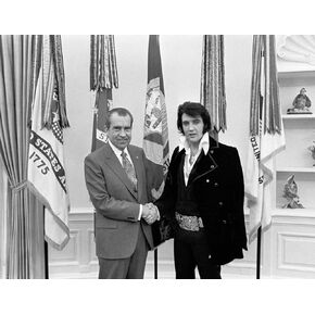 Goods Galore Richard Nixon Shakes Hands With Elvis Presley 8.5x11 Photo Print President with King of Rock and Roll in Saudi Arabia