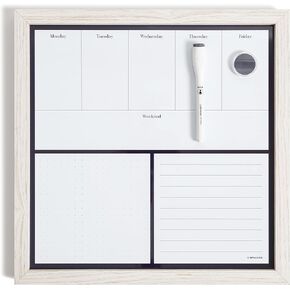 U Brands Rustic Linen Bulletin Board, 14"x14", White Wood Style Frame, Industrial Grade Pinning Surface, Includes Push Pins in Kuwait