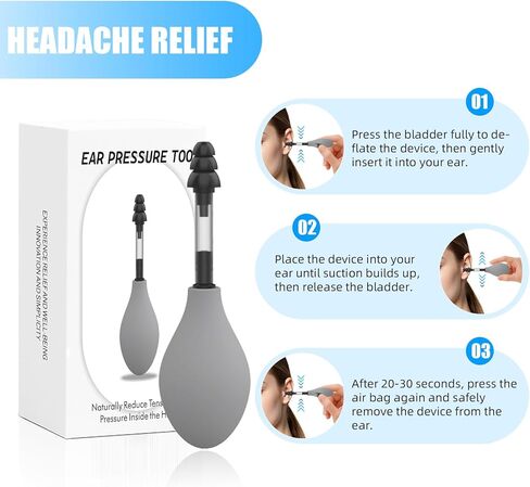 جهاز شفط لتخفيف ضغط الأذن، منتجات تخفيف الصداع النصفي والصداع، عن طريق موازنة ضغط الأذن الداخلي لتخفيف طنين الأذن بالطائرة in Kuwait