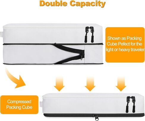 مكعبات التعبئة المضغوطة من لوميسنر، 8 مجموعات من مكعبات تعبئة السفر لحمل الحقائب، مجموعة حقائب تنظيم حقائب الضغط ومكعبات السفر (8 قطع - أبيض) in Kuwait
