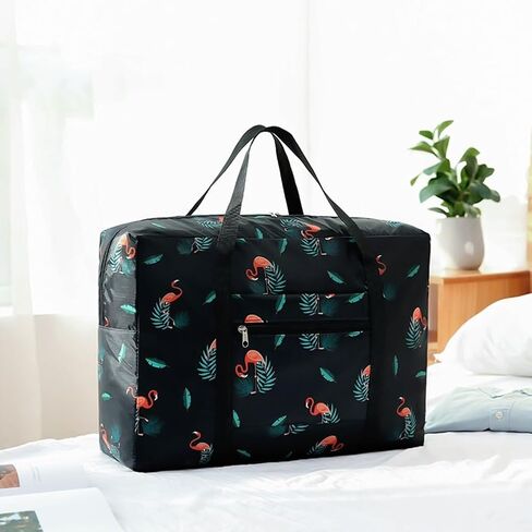 1pc Large Capacity Foldable Travel Storage Bag: Waterproof, Portable Luggage Bag for Journeys,Deep Blue Flamingo in Saudi Arabia
