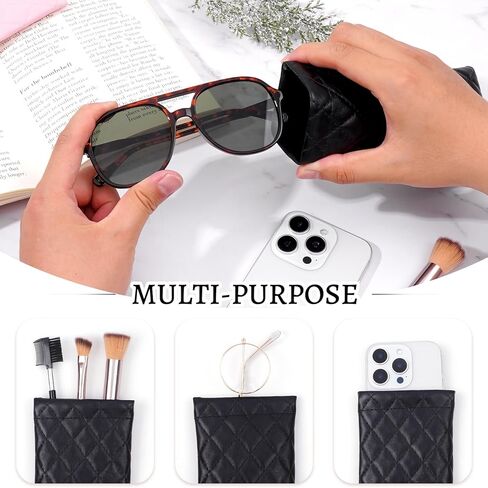 2 Pack Soft Glasses Bags, Portable Sunglasses Case, Pink and Black in Saudi Arabia