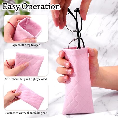 2 Pack Soft Glasses Bags, Portable Sunglasses Case, Pink and Black in Saudi Arabia