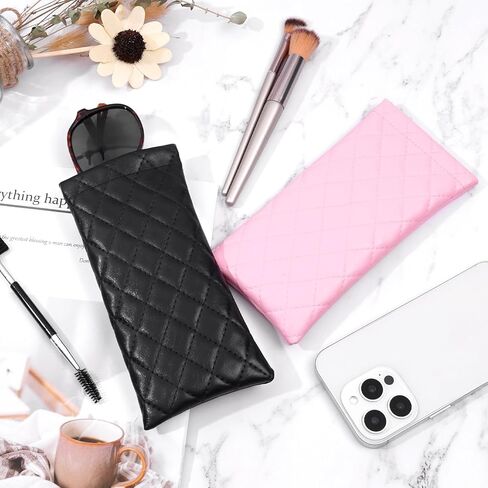 2 Pack Soft Glasses Bags, Portable Sunglasses Case, Pink and Black in Saudi Arabia
