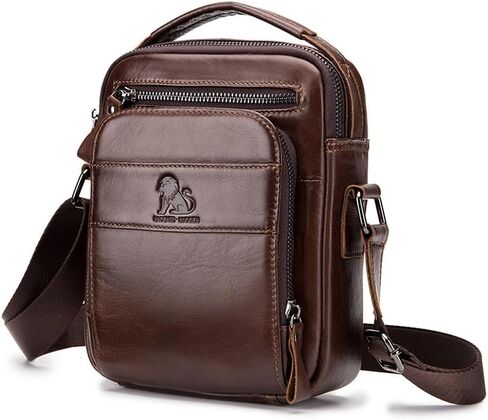 Men's Vinatge Leather Crossbody:Compact with Organized Pockets,Stylish & Functional for Everyday Carry in Saudi Arabia
