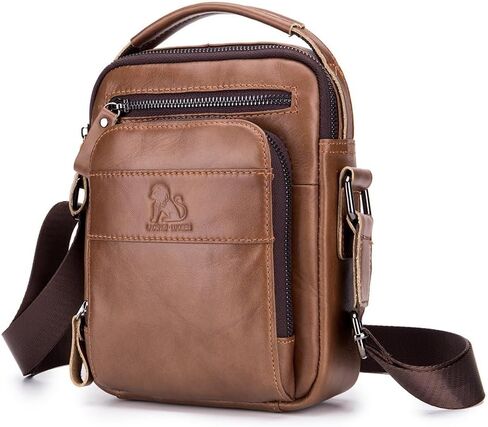 Men's Vinatge Leather Crossbody:Compact with Organized Pockets,Stylish & Functional for Everyday Carry in Saudi Arabia