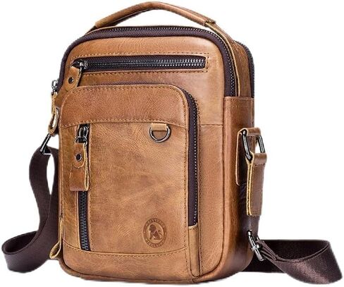 Men's Vinatge Leather Crossbody:Compact with Organized Pockets,Stylish & Functional for Everyday Carry in Saudi Arabia