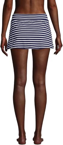 Lands' End Womens Chlorine Resistant Mini Swim Skirt Swim Bottoms-Control Deep Sea/White Media Stripe Regular 18 in Saudi Arabia