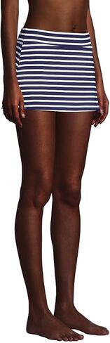 Lands' End Womens Chlorine Resistant Mini Swim Skirt Swim Bottoms-Control Deep Sea/White Media Stripe Regular 18 in Saudi Arabia