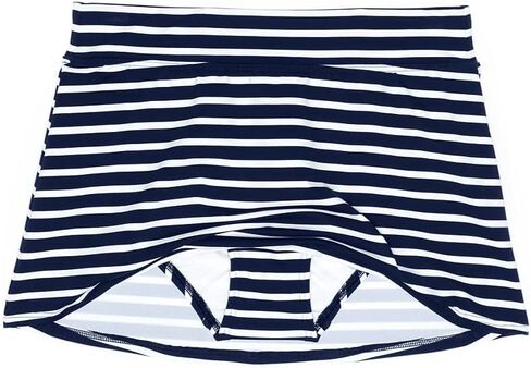 Lands' End Womens Chlorine Resistant Mini Swim Skirt Swim Bottoms-Control Deep Sea/White Media Stripe Regular 18 in Saudi Arabia