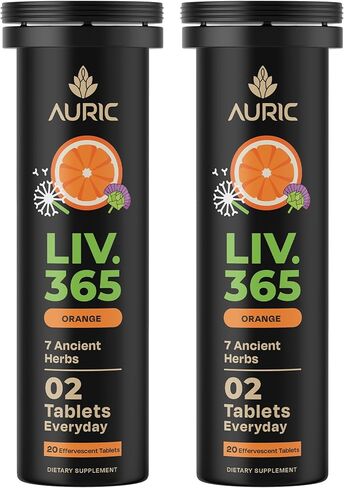 Auric Herbal Liver Support Supplement | Milk Thistle (Silymarin), Turmeric, Garlic, Ginger for Liver Health | Advanced Detox & Cleansing Formula for active Liver | 20 Tablets | Plant Based Gluten-Free in Kuwait