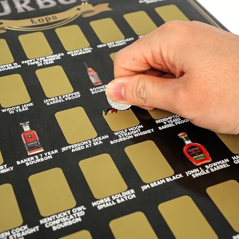 هدايا ysapualp Bourbon للرجال، أعلى 50 قائمة دلو بوربون للخدش، ملصق، كهف رجل، بار، حانة، ديكور غرفة الألعاب، هدية لمحبي الويسكي، 18 × 12 بوصة in Kuwait