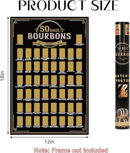 هدايا ysapualp Bourbon للرجال، أعلى 50 قائمة دلو بوربون للخدش، ملصق، كهف رجل، بار، حانة، ديكور غرفة الألعاب، هدية لمحبي الويسكي، 18 × 12 بوصة in Kuwait