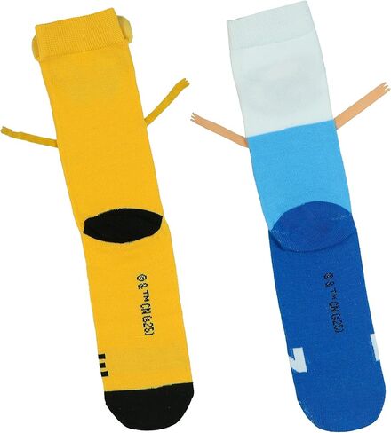 جوارب Adventure Time للرجال Finn and Jake 3D تتميز بجوارب متوسطة الساق، زوج واحد يناسب مقاس الحذاء 8-12 in Kuwait