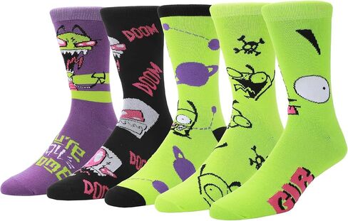 جوارب Bioworld Invader Zim Fun Characters للرجال مكونة من 5 قطع كاجوال in Kuwait
