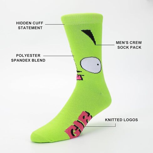 جوارب Bioworld Invader Zim Fun Characters للرجال مكونة من 5 قطع كاجوال in Kuwait