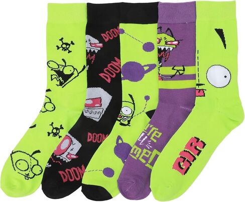 جوارب Bioworld Invader Zim Fun Characters للرجال مكونة من 5 قطع كاجوال in Kuwait