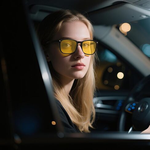 KUGUAOK Polarized Night Vision Glasses for Women Lightweight Eyeglasses Frame Night Anti Glare Driving Goggles Yellow Lens in Saudi Arabia
