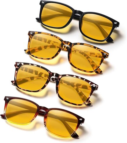 KUGUAOK Polarized Night Vision Glasses for Women Lightweight Eyeglasses Frame Night Anti Glare Driving Goggles Yellow Lens in Saudi Arabia