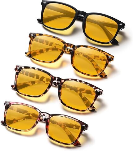 KUGUAOK Polarized Night Vision Glasses for Women Lightweight Eyeglasses Frame Night Anti Glare Driving Goggles Yellow Lens in Saudi Arabia