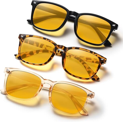 KUGUAOK Polarized Night Vision Glasses for Women Lightweight Eyeglasses Frame Night Anti Glare Driving Goggles Yellow Lens in Saudi Arabia