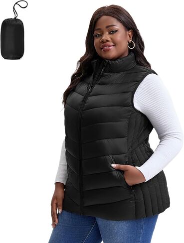 Plus Size Puffer Vest Women 1X-5X Water-Resistant Puffy Winter Vest Packable Lightweight Puffer Vest in Saudi Arabia