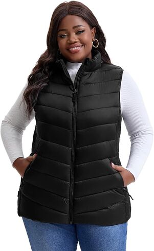 Plus Size Puffer Vest Women 1X-5X Water-Resistant Puffy Winter Vest Packable Lightweight Puffer Vest in Saudi Arabia