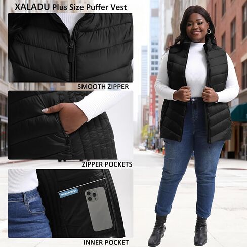 Plus Size Puffer Vest Women 1X-5X Water-Resistant Puffy Winter Vest Packable Lightweight Puffer Vest in Saudi Arabia