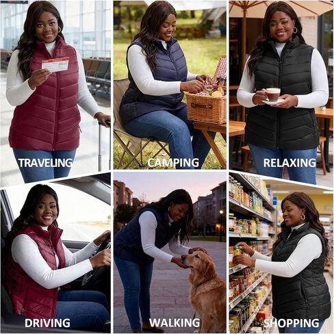 Plus Size Puffer Vest Women 1X-5X Water-Resistant Puffy Winter Vest Packable Lightweight Puffer Vest in Saudi Arabia