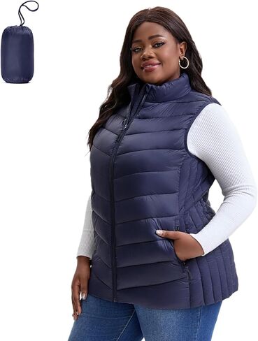 Plus Size Puffer Vest Women 1X-5X Water-Resistant Puffy Winter Vest Packable Lightweight Puffer Vest in Saudi Arabia