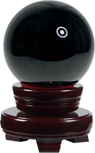 Black Obsidian Crystal Ball, 70mm/2.75" Crystal Sphere with Rotating Wooden Stand and Gift Box for Fengshui, Meditation, Healing, Divination, Witchcraft,Magic Mirror, Home Decoration in Saudi Arabia