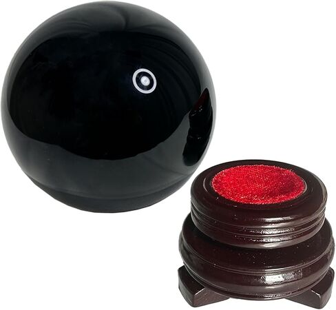 Black Obsidian Crystal Ball, 70mm/2.75" Crystal Sphere with Rotating Wooden Stand and Gift Box for Fengshui, Meditation, Healing, Divination, Witchcraft,Magic Mirror, Home Decoration in Saudi Arabia