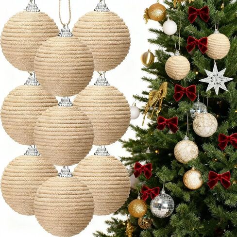 Odies 9 Pcs 2.36 Inch Natural Jute Decor Balls, Cream White Boho Farmhouse Hanging Ornaments for Home, Wedding, Wreath & Seasonal Decor in Saudi Arabia