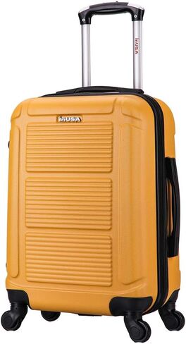 InUSA PILOT Luggage with Ergonomic Handles | Spacious Travel Suitcase with Four Spinner Wheels and Studs | 20 Inch Hardside Carry-On Spinner Luggage | Mustard in Saudi Arabia
