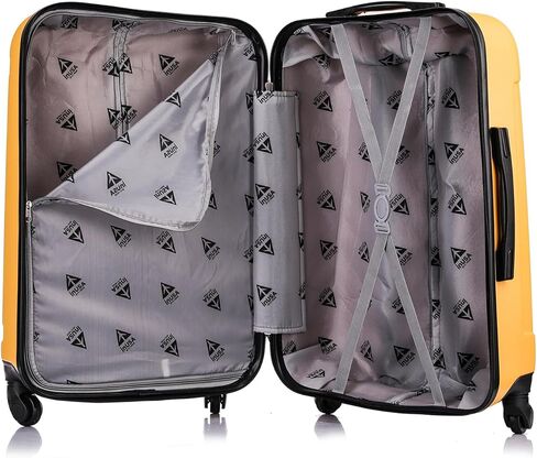 InUSA PILOT Luggage with Ergonomic Handles | Spacious Travel Suitcase with Four Spinner Wheels and Studs | 20 Inch Hardside Carry-On Spinner Luggage | Mustard in Saudi Arabia