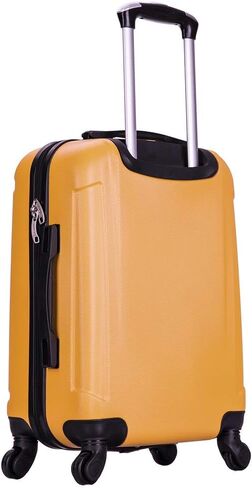 InUSA PILOT Luggage with Ergonomic Handles | Spacious Travel Suitcase with Four Spinner Wheels and Studs | 20 Inch Hardside Carry-On Spinner Luggage | Mustard in Saudi Arabia
