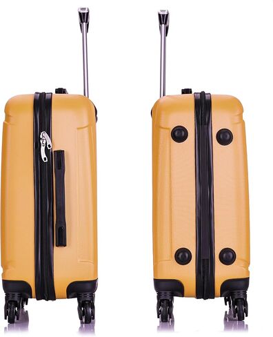 InUSA PILOT Luggage with Ergonomic Handles | Spacious Travel Suitcase with Four Spinner Wheels and Studs | 20 Inch Hardside Carry-On Spinner Luggage | Mustard in Saudi Arabia