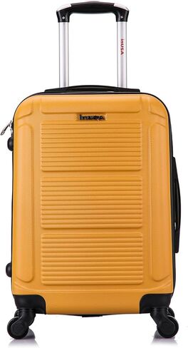 InUSA PILOT Luggage with Ergonomic Handles | Spacious Travel Suitcase with Four Spinner Wheels and Studs | 20 Inch Hardside Carry-On Spinner Luggage | Mustard in Saudi Arabia