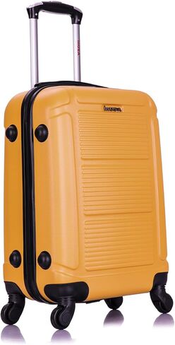 InUSA PILOT Luggage with Ergonomic Handles | Spacious Travel Suitcase with Four Spinner Wheels and Studs | 20 Inch Hardside Carry-On Spinner Luggage | Mustard in Saudi Arabia