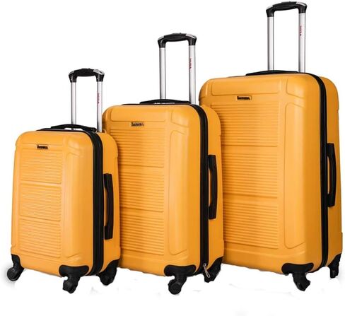 InUSA PILOT Luggage with Ergonomic Handles | Spacious Travel Suitcase with Four Spinner Wheels and Studs | 20 Inch Hardside Carry-On Spinner Luggage | Mustard in Saudi Arabia