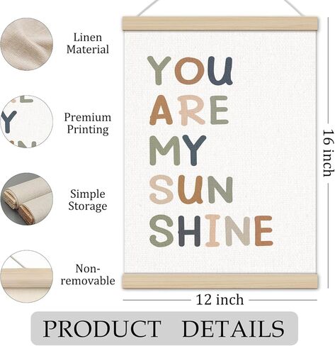 Boho You Are My Sunshine Poster Hanger Frame 12x16 Inch, Boho Room Decor Girl Boy, Sunshine Wall Art Decor for Boys Girls Room Bedroom Playroom in Saudi Arabia