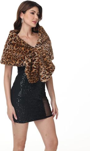 Long Women's Faux Fur Shawl Wrap, Cold Winter Warm Fur Stole Scarves Shawl Shrug Neck Warmer, Party Faux Fur Scarf in Saudi Arabia