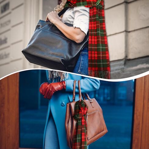 Ramede 6 Pcs Christmas Buffalo Plaid Faux Cashmere Tartan Shawls Wraps - Soft Large Grid Winter Warm Long Scarf (Red and Green) in Saudi Arabia