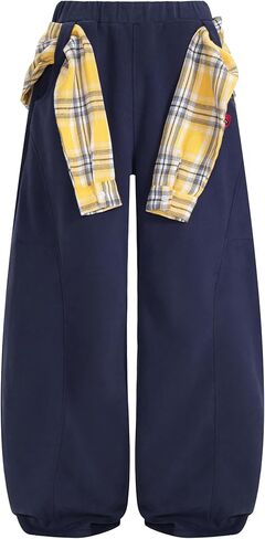 Aelfric Eden Baggy Barrel Sweatpants Women Plaid Belt Shawl Wide Leg Pants Casual Unisex Y2K Elastic Lantern Trouser Pants in Saudi Arabia