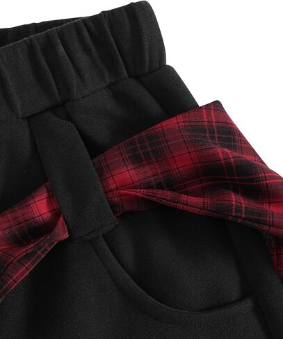 Aelfric Eden Baggy Barrel Sweatpants Women Plaid Belt Shawl Wide Leg Pants Casual Unisex Y2K Elastic Lantern Trouser Pants in Saudi Arabia
