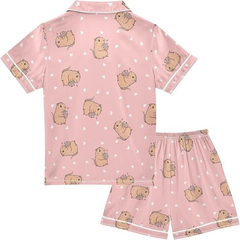 Leopard Pink Summer Pajamas Shorts Set Purple Satin PJ Sets for Pj in Saudi Arabia