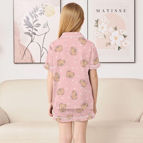Leopard Pink Summer Pajamas Shorts Set Purple Satin PJ Sets for Pj in Saudi Arabia